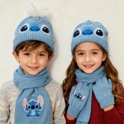 史迪奇儿童帽子围巾手套装Stitch children's scarf, hat, gloves