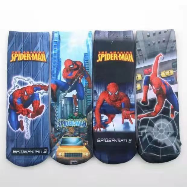 蜘蛛侠儿童中高筒棉袜子男Spider-Man children's mid-calf socks