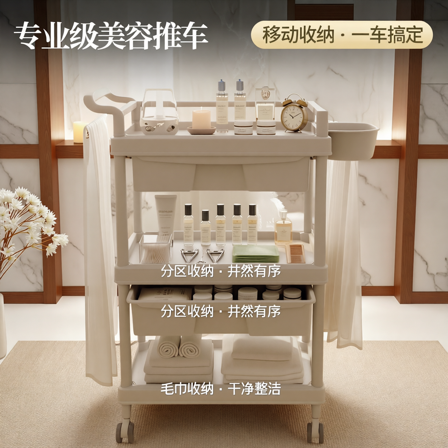 美容院专用小推车皮肤管理移动手推置物架整形高级仪器手推工具车