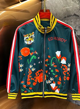 春季新款棒球服薄款男士潮牌青年外套印花休闲百搭夹克青年运动服