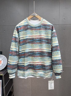 春季新款日系休闲彩色百搭圆领卫衣男士秋季港风假两件宽松上衣潮