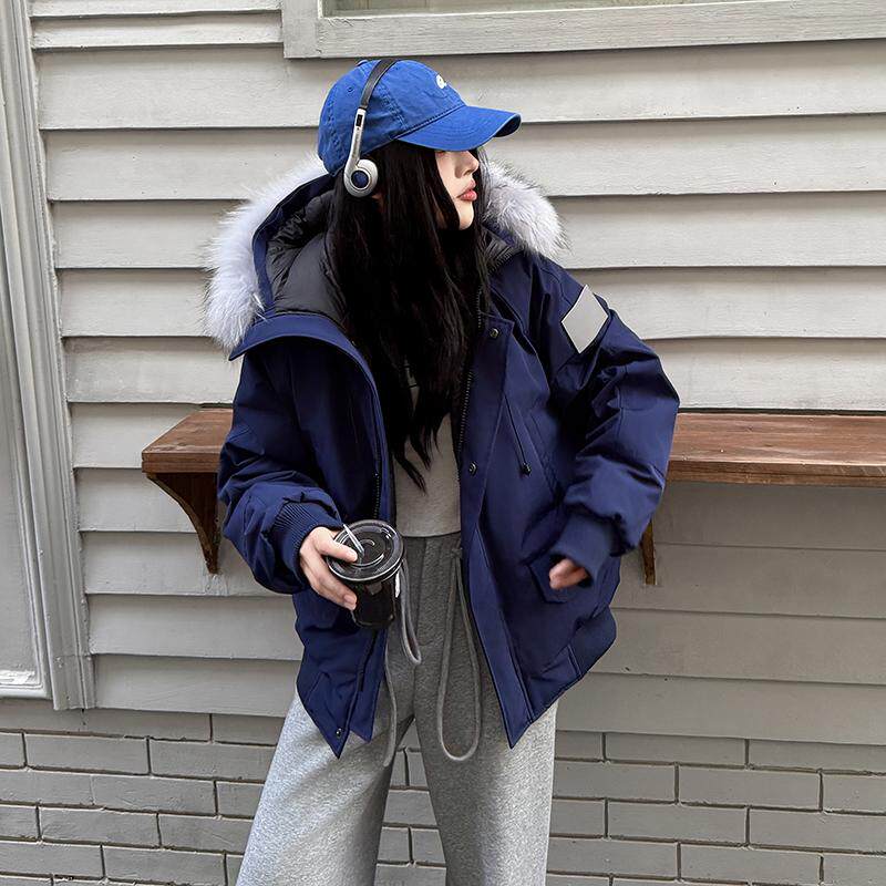 2025冬季新款情侣羽绒服女加厚小个子美式复古飞行派克服工装夹克