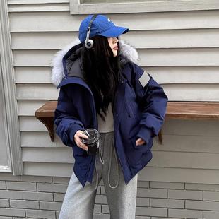 2025冬季新款情侣羽绒服女加厚小个子美式复古飞行派克服工装夹克