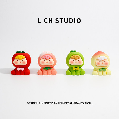 新款可爱水果崽崽树脂小萌粒摆件