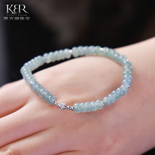 新款天然A货翡翠手链单圈路路通手串简约百搭时尚女款 KBR0519001