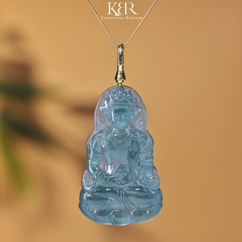 【丹丹专享】天然A货翡翠传承收藏级蓝水大度母吊坠KBR1211001
