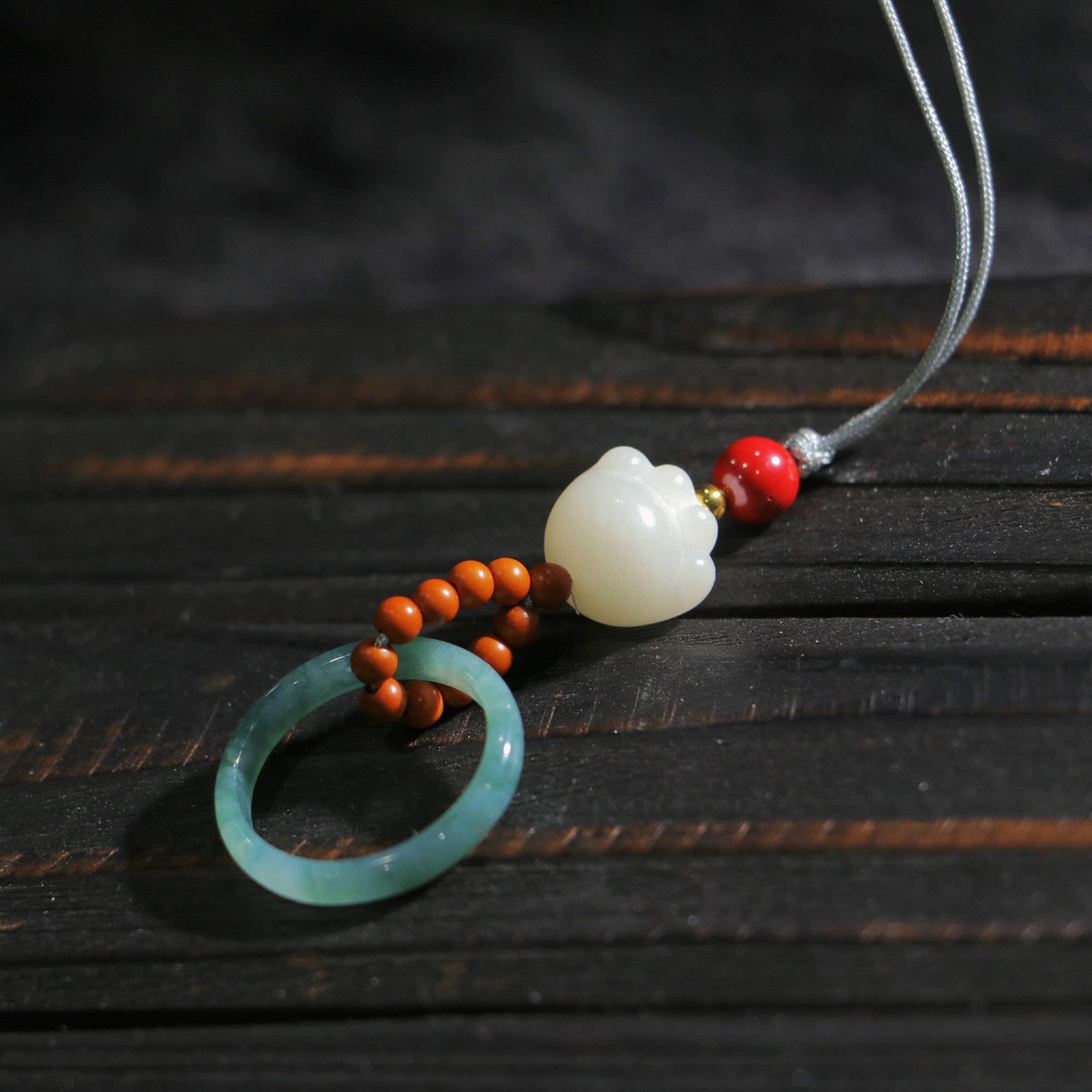 【颖有尽有】新款天然A货翡翠菩提猫爪手机挂车挂时尚 KBR1121006