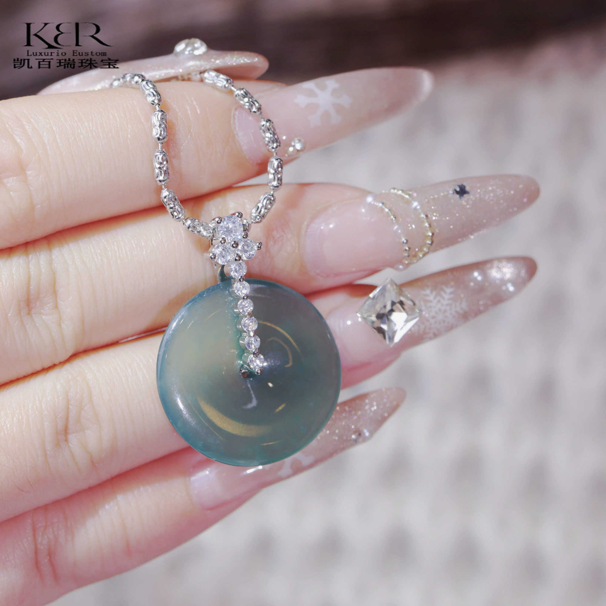 【颖有尽有】高定款天然A货翡翠高冰种平安扣吊坠挂坠 KBR0303019