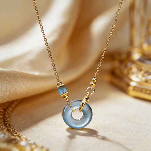 新款天然A货翡翠平安扣甜甜圈吊坠简约百搭时尚大气女 KBR0902001