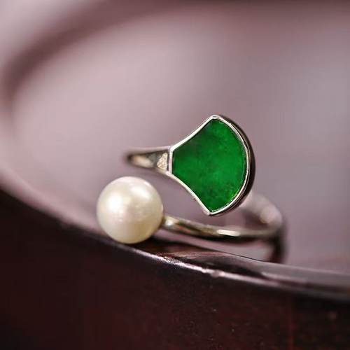 【颖有尽有】天然A货翡翠珍珠戒指指环简约百搭时尚 JJCYX0725003