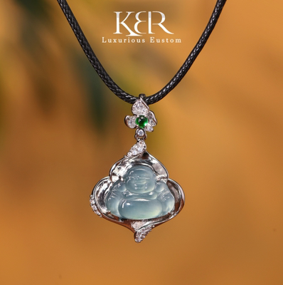 【颖有尽有】高定设计天然A货翡翠佛公吊坠平安扣手链KBR50513004