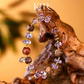 【颖有尽有】高定设计新款天然水晶沉香手串百搭时尚款KBR0725011