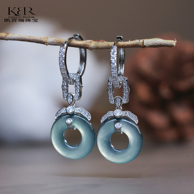 高定设计天然A货翡翠平安扣甜甜圈耳饰耳扣大气百搭女 KBR1111001