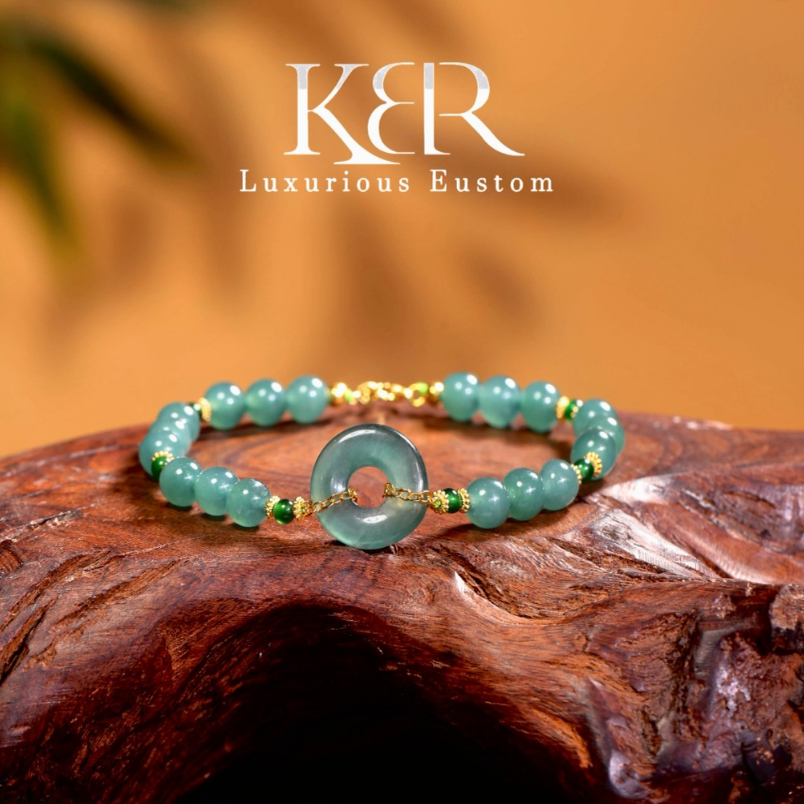 【颖有尽有】高定设计天然A货翡翠冰种平安扣手链 KBR1102004