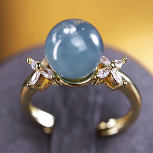 掌上明珠天然A货翡翠圆珠活口戒指戒圈时尚气质百搭女 KBR1120005