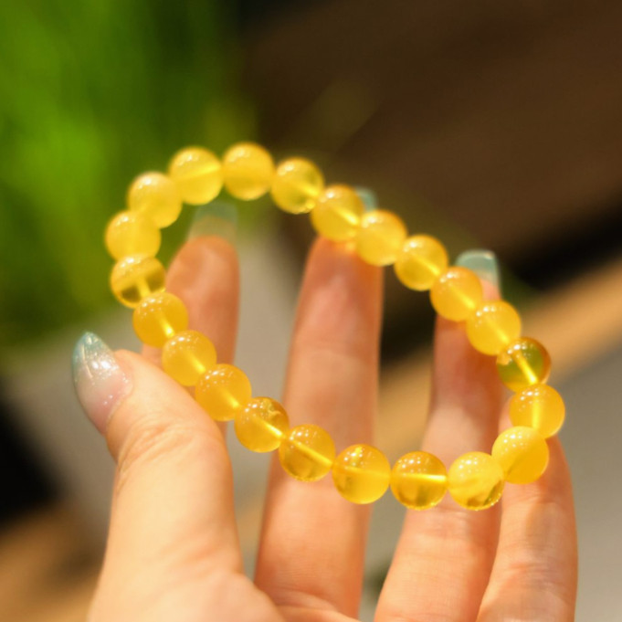 新款高定设计国风正品手工编制天然妖纹蜜蜡素圈手串手链 KBR1072