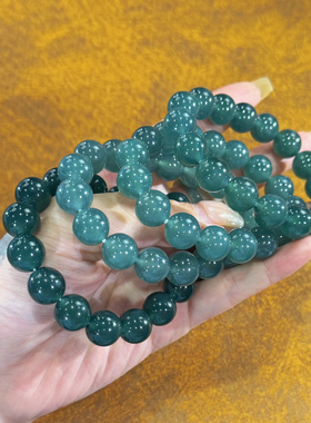 天然A货翡翠12mm冰种蓝水珠串手串手链多样性发/其一 KBR1016008
