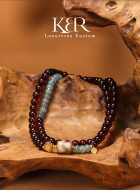 【颖有尽有】天然A货翡翠血珀三圈手串手链时尚气质 KBR0907001