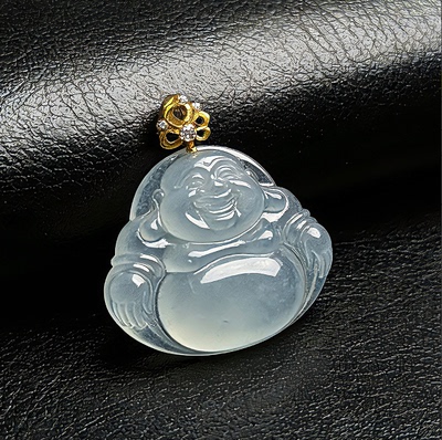 【颖有尽有】高端款天然A货翡翠18K金冰种佛公吊坠JJZS260303007