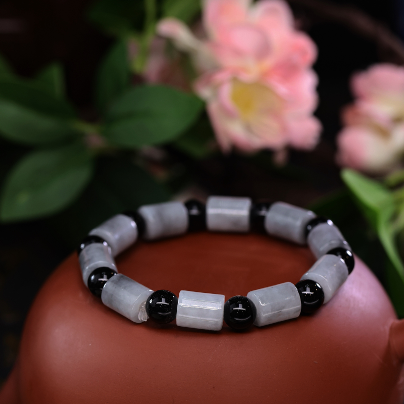 【颖有尽有】天然A货DIY翡翠乌鸡手串多样性发/单条 ZJJH1017001