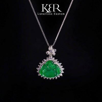 高定设计款冰种天然A货翡翠佛公吊坠简约大气百搭款JJCYX0305005