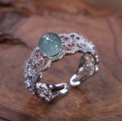 高定款天然A货翡翠圆珠戒指指环气质百搭 KBR1012001