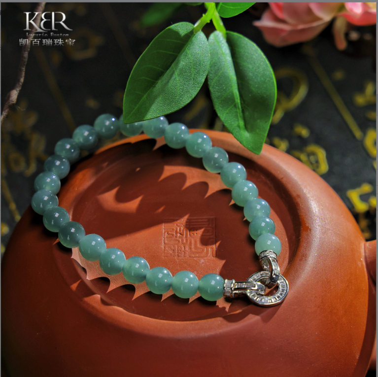 新款天然A货翡翠高定扣手串简约时尚气质大气多样性发 KBR0902006