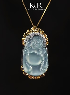 【颖有尽有】高定设计新款天然A货翡翠佛公吊坠挂坠JJCYX0505001