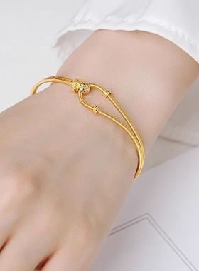 越南沙金弹簧马蹄扣仿黄金手镯