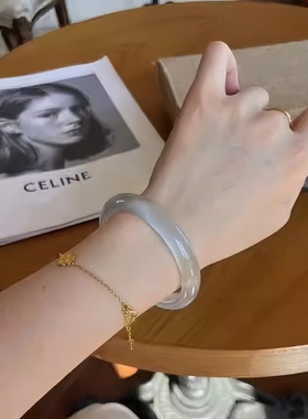 白月光冰透水晶镯子玉髓猫眼手镯