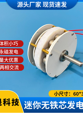 迷你盘式无铁芯发电机低速无阻