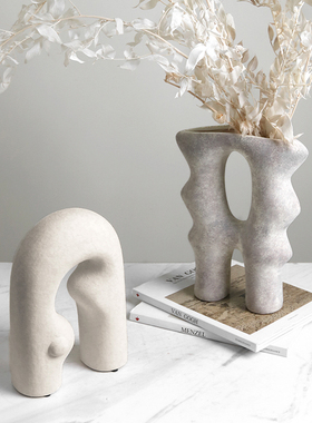 抽象后现代复古几何陶瓷花瓶摆件北欧创意样板间客厅玄关家居饰i.