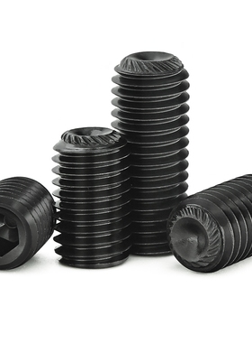 12.9级DIN916K无头机米凹端滚花带齿内六角紧定螺丝M3-M16*4*8-50