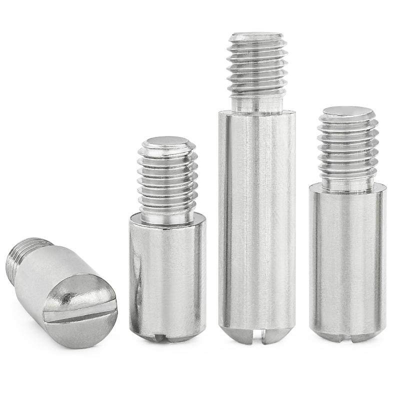 304不锈钢一字开槽外螺纹圆柱销无头台阶螺钉轴位销钉M2-M12