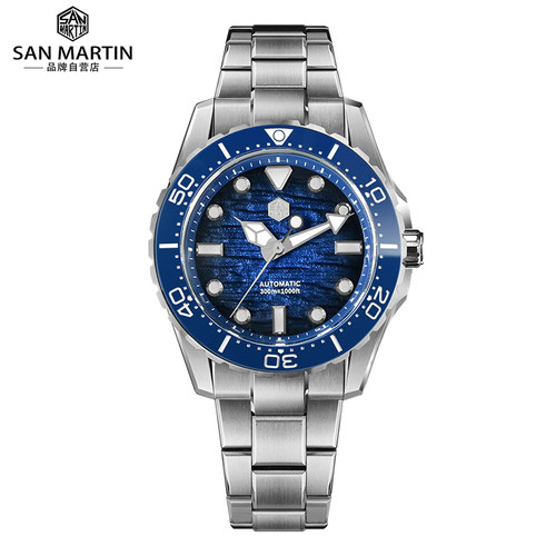 San Martin自动机械机芯40mm腕表男士防水无历油压渐变面SN0154