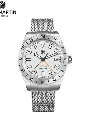 San Martin军魂手表定制GMT两地时NH34不锈钢自动机械表SN0135G