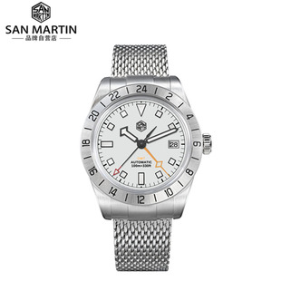 Martin军魂手表定制GMT两地时NH34不锈钢自动机械表SN0135G San