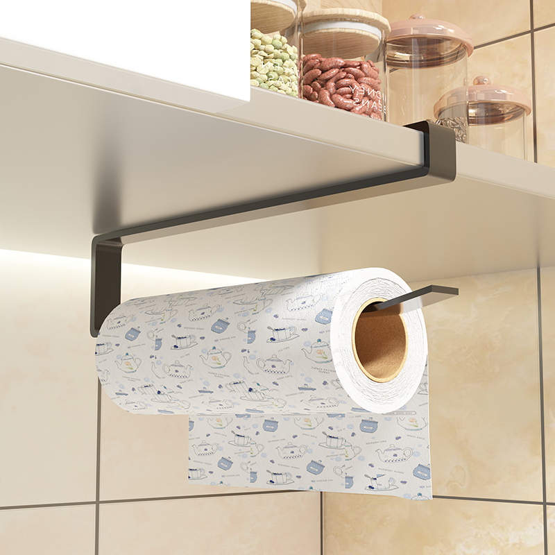 厨房用纸挂架橱柜下挂卷纸置物架保鲜膜纸巾架免打孔懒人抹布挂架