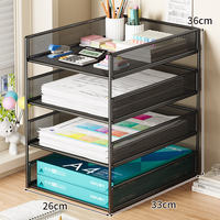 A4 desktop file rack, metal archive rack, file frame, multi-layer file storage rack, office folder storage box, bookshelf, bookstand, archive desk, stationery and supplies collection, storage rack thumbnail 5