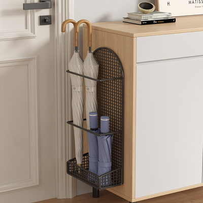 高颜值窄款门口边家用雨伞收纳架桶高端壁挂式免打孔放雨伞置物架