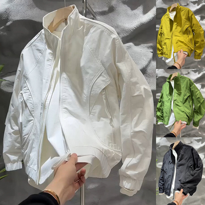 新款百搭拼接设计拉链口袋外套