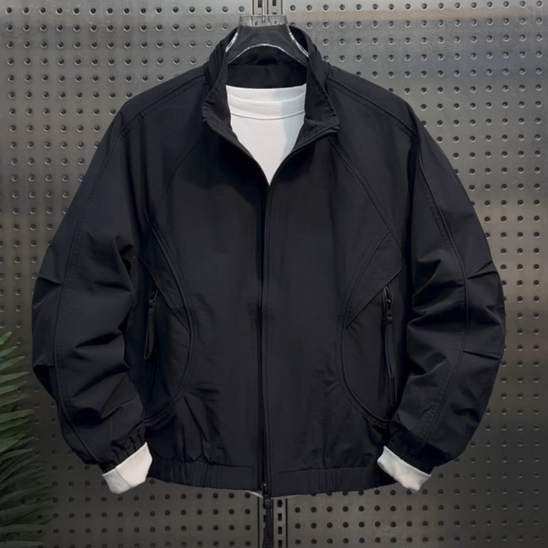 纯色个性拉链口袋百搭男士立领夹克2026春季新款简约宽松休闲外套
