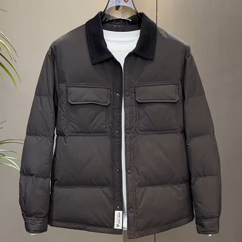 韩版宽松羽绒服男款冬季保暖百搭休闲翻领外套男帅气潮牌轻薄衣服