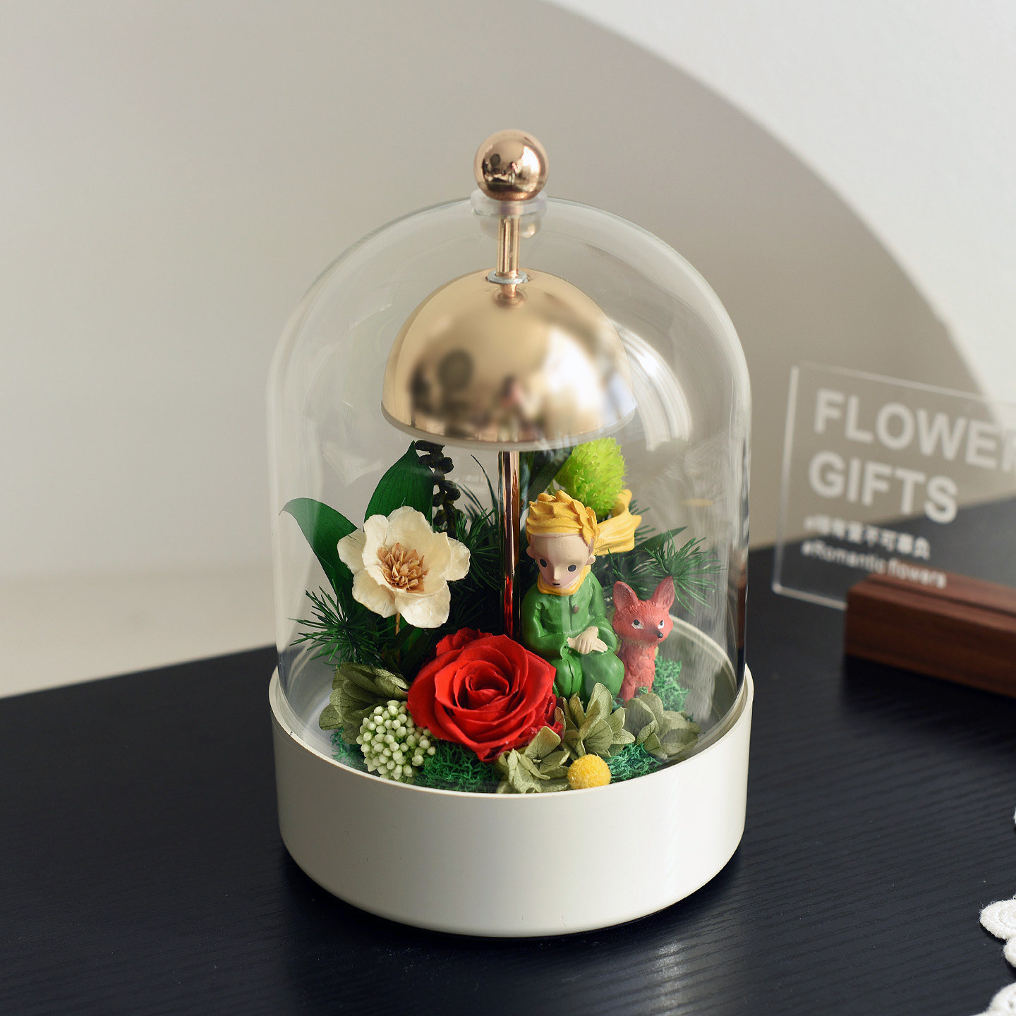 触碰夜灯小王子手办玫瑰永生花新婚结婚送老婆女友情人节生日礼物