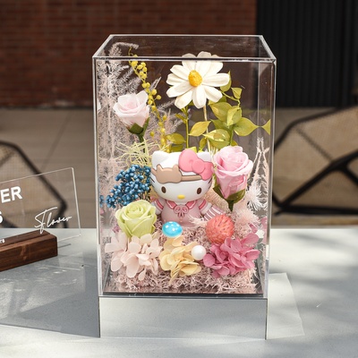 送女生礼物hellokitty永生花礼盒哈喽KT凯蒂猫公仔高级感生日礼物