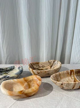 软装样板间客厅书房各类大理石玉石摆件客厅家居饰品组合单品