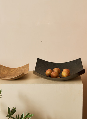 中古风金属装饰水果盘餐厅摆件创意纸造型金属简约样板房客厅托盘