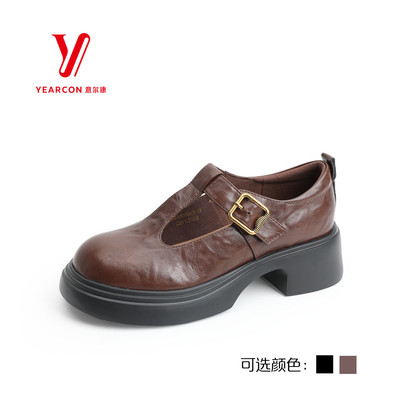 意尔康女鞋2025秋季新款真皮玛丽珍单鞋学院风休闲鞋5562GB31065Y