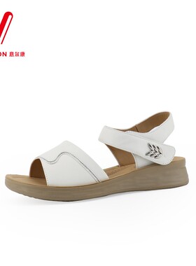 意尔康妈妈凉鞋2024新款夏款真牛皮厚底舒适时尚露趾364AL03968Y