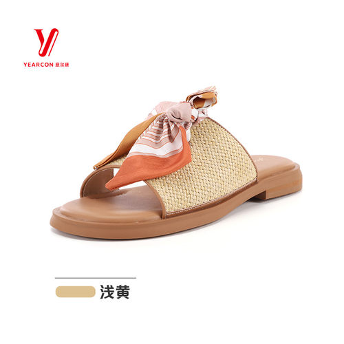 意尔康女鞋2026夏季新款户外休闲软底一脚蹬丝带拖鞋6362AS17929U